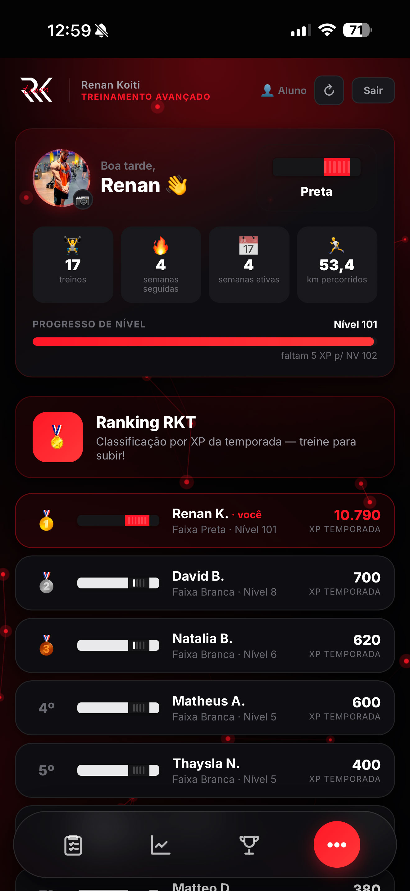 Ranking RKT — Dispute posição com outros alunos.